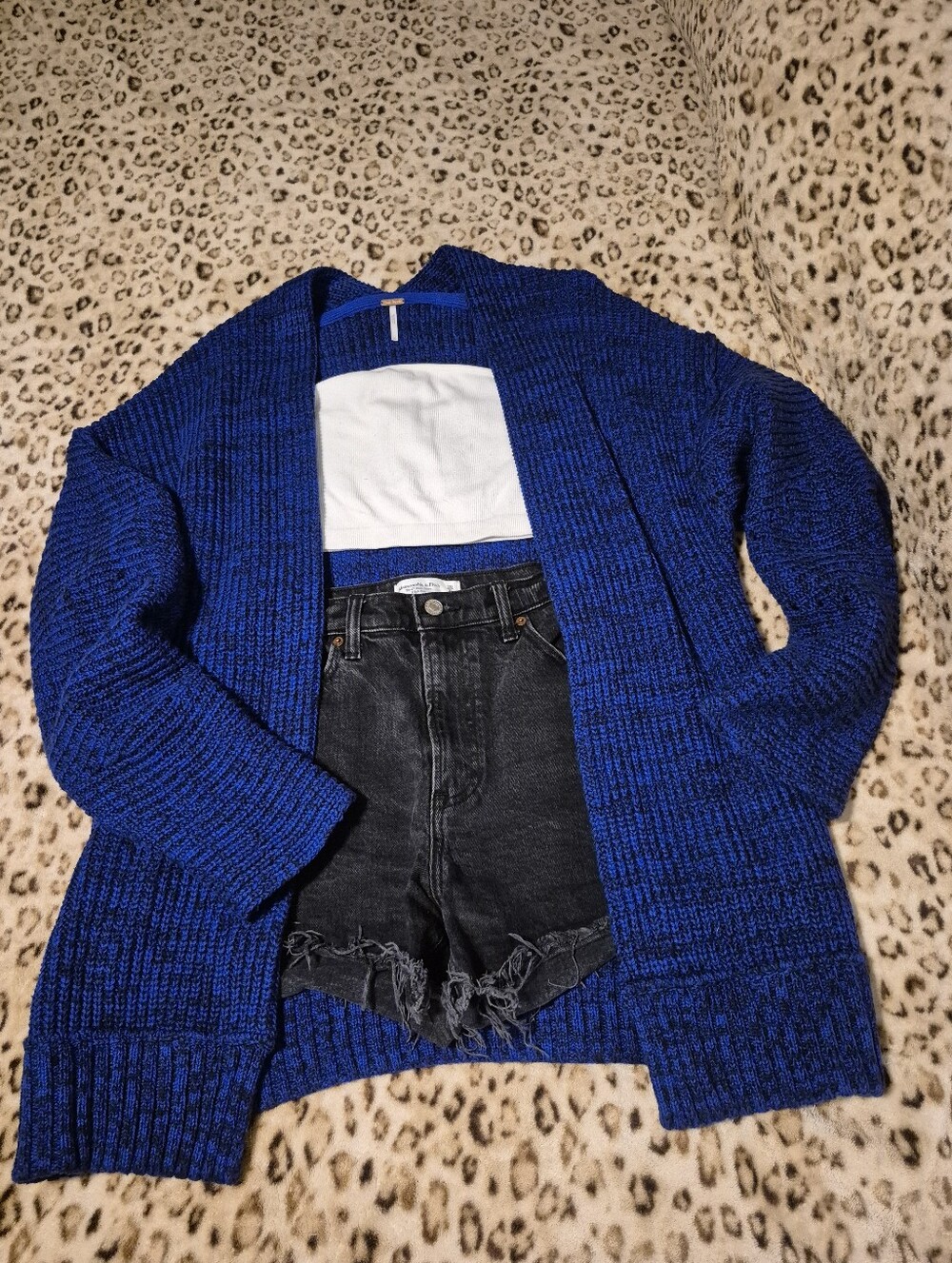 Free People Heavyweight Blue Cardigan